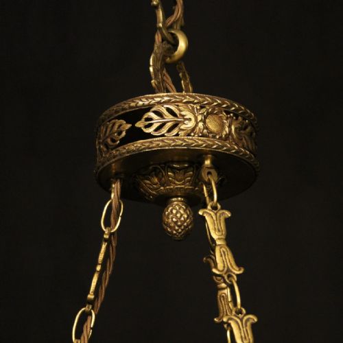 FRENCH GILDED BRASS EMPIRE 6 LIGHT CHANDELIER - ADDITIONAL PHOTO 8