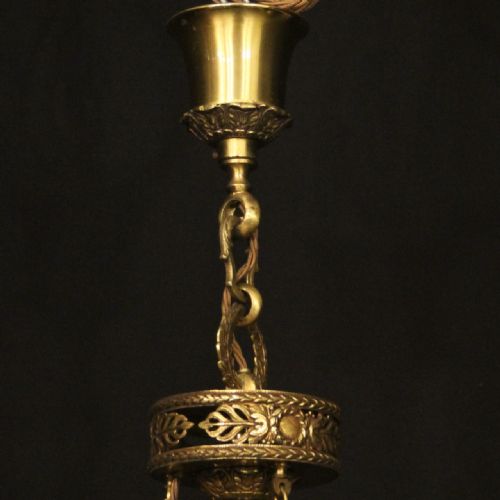 FRENCH GILDED BRASS EMPIRE 6 LIGHT CHANDELIER - ADDITIONAL PHOTO 9