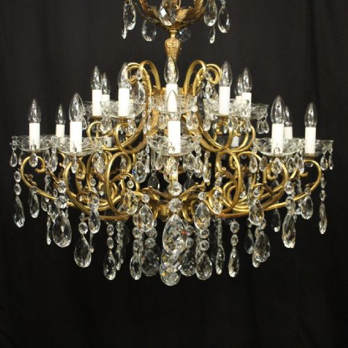 ITALIAN GILDED BRONZE CRYSTAL 21 LIGHT ANTIQUE CHANDELIER - ADDITIONAL PHOTO 1