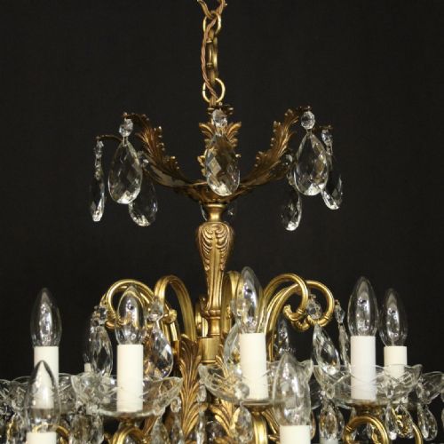 ITALIAN GILDED BRONZE CRYSTAL 21 LIGHT ANTIQUE CHANDELIER - ADDITIONAL PHOTO 8