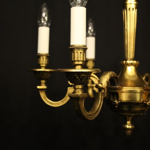 FRENCH GILDED BRONZE 6 LIGHT ANTIQUE CHANDELIER - ADDITIONAL PHOTO 1