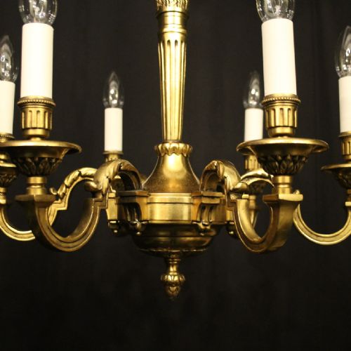 FRENCH GILDED BRONZE 6 LIGHT ANTIQUE CHANDELIER - ADDITIONAL PHOTO 3