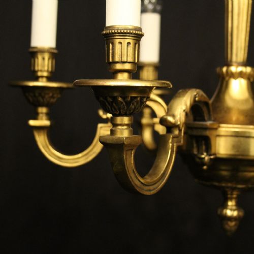 FRENCH GILDED BRONZE 6 LIGHT ANTIQUE CHANDELIER - ADDITIONAL PHOTO 8
