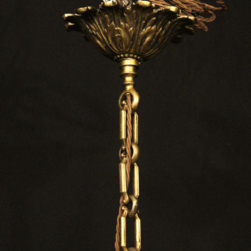 FRENCH GILDED BRONZE 6 LIGHT ANTIQUE CHANDELIER - ADDITIONAL PHOTO 9