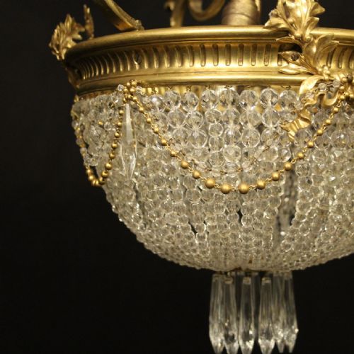 FRENCH 19TH CENTURY FOUR LIGHT BAG ANTIQUE CHANDELIER - ADDITIONAL PHOTO 5