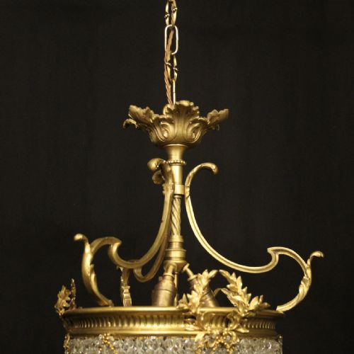 FRENCH 19TH CENTURY FOUR LIGHT BAG ANTIQUE CHANDELIER - ADDITIONAL PHOTO 7