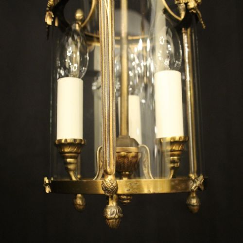 FRENCH SMALL GILDED TRIPLE LIGHT HALL LANTERN - ADDITIONAL PHOTO 2