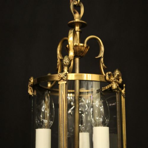FRENCH SMALL GILDED TRIPLE LIGHT HALL LANTERN - ADDITIONAL PHOTO 3
