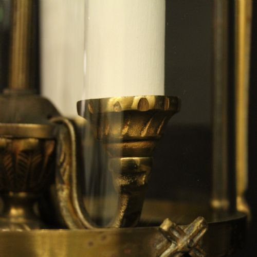FRENCH SMALL GILDED TRIPLE LIGHT HALL LANTERN - ADDITIONAL PHOTO 5