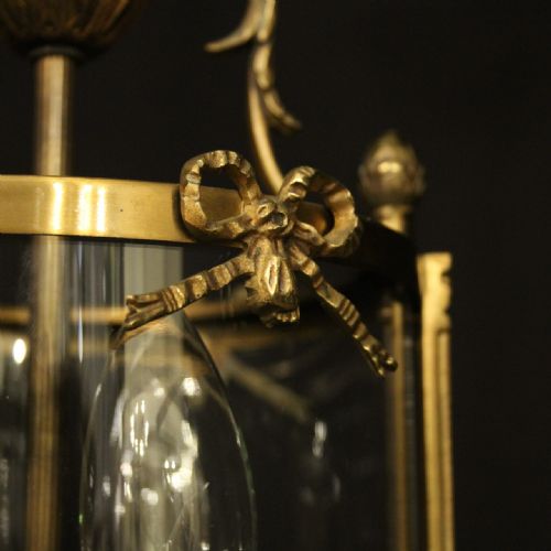 FRENCH SMALL GILDED TRIPLE LIGHT HALL LANTERN - ADDITIONAL PHOTO 7