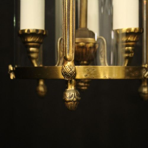 FRENCH SMALL GILDED TRIPLE LIGHT HALL LANTERN - ADDITIONAL PHOTO 8