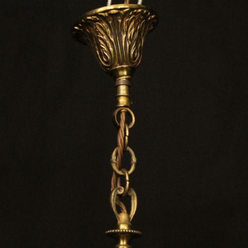 FRENCH SMALL GILDED TRIPLE LIGHT HALL LANTERN - ADDITIONAL PHOTO 9