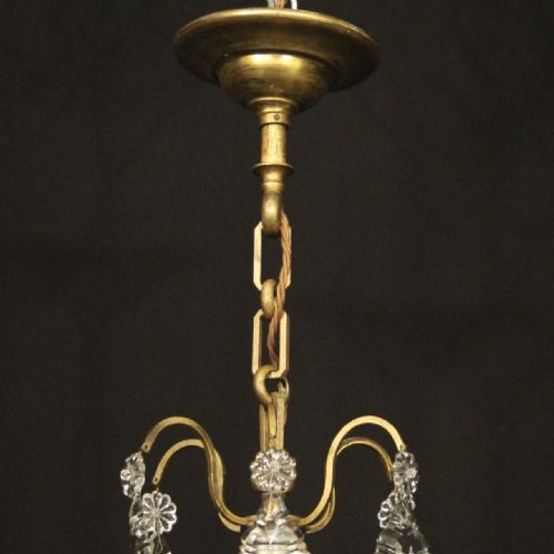 FRENCH GILDED CRYSTAL 6 LIGHT ANTIQUE CRYSTAL CHANDELIER - ADDITIONAL PHOTO 9