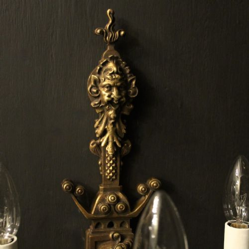 FRENCH PAIR OF GILDED BRONZE ANTIQUE WALL SCONCES - ADDITIONAL PHOTO 2