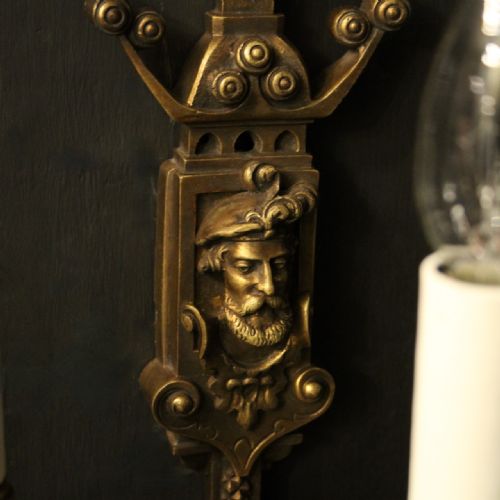 FRENCH PAIR OF GILDED BRONZE ANTIQUE WALL SCONCES - ADDITIONAL PHOTO 7