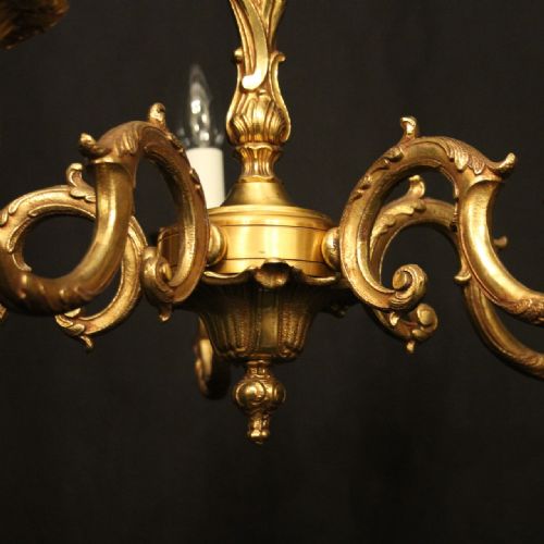 FRENCH PAIR OF GILDED BRONZE CHANDELIERS - ADDITIONAL PHOTO 3