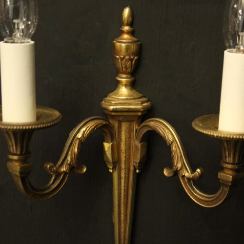 FRENCH PAIR OF GILDED ANTIQUE WALL LIGHTS - ADDITIONAL PHOTO 2