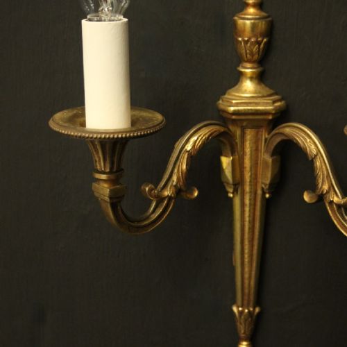 FRENCH PAIR OF GILDED ANTIQUE WALL LIGHTS - ADDITIONAL PHOTO 3