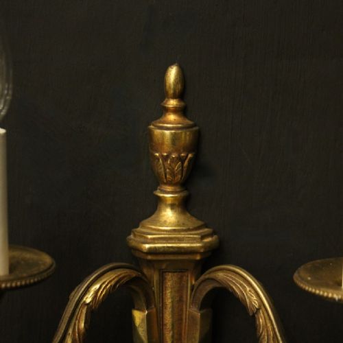 FRENCH PAIR OF GILDED ANTIQUE WALL LIGHTS - ADDITIONAL PHOTO 4