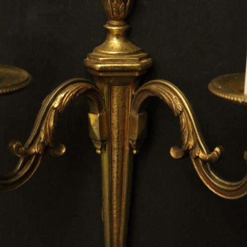 FRENCH PAIR OF GILDED ANTIQUE WALL LIGHTS - ADDITIONAL PHOTO 7