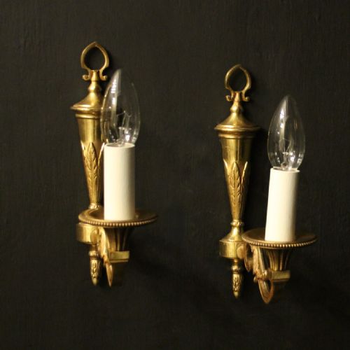 french pair of gilded single arm wall lights - CATEGORY: ANTIQUE LIGHTING - DATED 1930