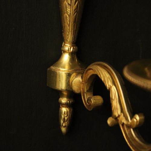 FRENCH PAIR OF GILDED SINGLE ARM WALL LIGHTS - ADDITIONAL PHOTO 6
