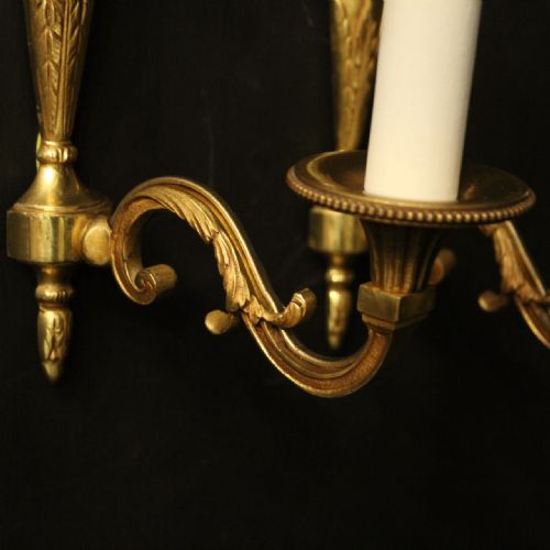 FRENCH PAIR OF GILDED SINGLE ARM WALL LIGHTS - ADDITIONAL PHOTO 7