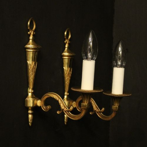 FRENCH PAIR OF GILDED SINGLE ARM WALL LIGHTS - ADDITIONAL PHOTO 9