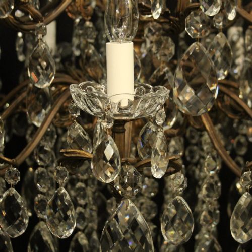 ITALIAN 18 LIGHT GILDED BRONZE CRYSTAL ANTIQUE CHANDELIER - ADDITIONAL PHOTO 5