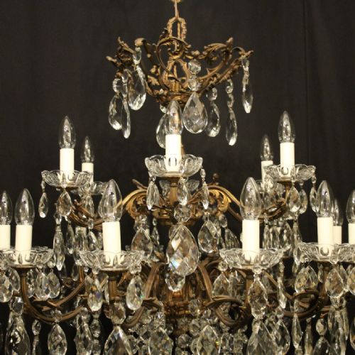 ITALIAN 18 LIGHT GILDED BRONZE CRYSTAL ANTIQUE CHANDELIER - ADDITIONAL PHOTO 6