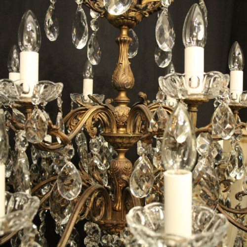 ITALIAN 18 LIGHT GILDED BRONZE CRYSTAL ANTIQUE CHANDELIER - ADDITIONAL PHOTO 7