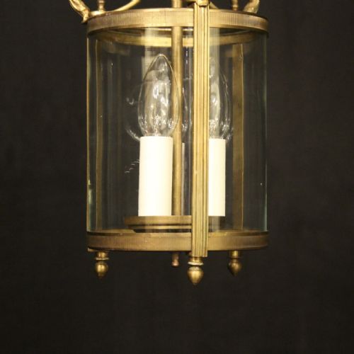 FRENCH GILDED BRASS TRIPLE LIGHT ANTIQUE LANTERN - ADDITIONAL PHOTO 4