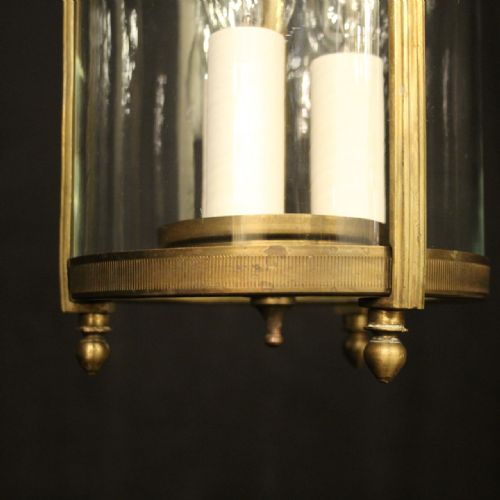 FRENCH GILDED BRASS TRIPLE LIGHT ANTIQUE LANTERN - ADDITIONAL PHOTO 5