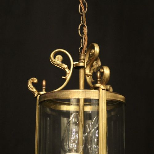 FRENCH GILDED BRASS TRIPLE LIGHT ANTIQUE LANTERN - ADDITIONAL PHOTO 6