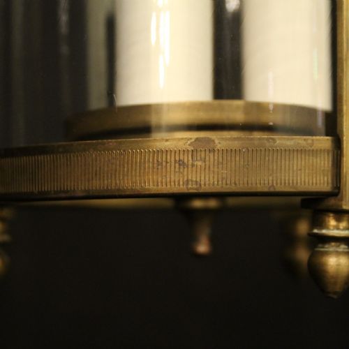 FRENCH GILDED BRASS TRIPLE LIGHT ANTIQUE LANTERN - ADDITIONAL PHOTO 7
