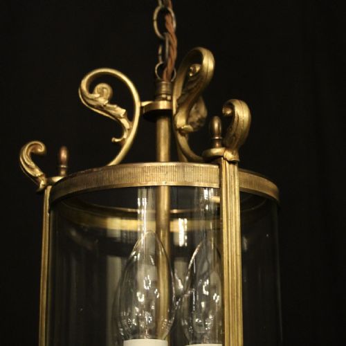 FRENCH GILDED BRASS TRIPLE LIGHT ANTIQUE LANTERN - ADDITIONAL PHOTO 8