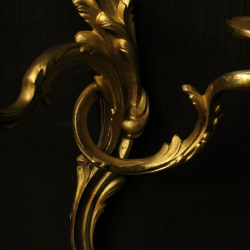 FRENCH PAIR OF GILDED BRONZE ANTIQUE WALL LIGHTS - ADDITIONAL PHOTO 5