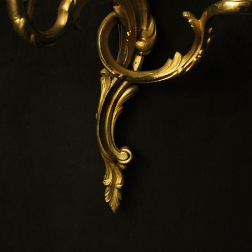 FRENCH PAIR OF GILDED BRONZE ANTIQUE WALL LIGHTS - ADDITIONAL PHOTO 7
