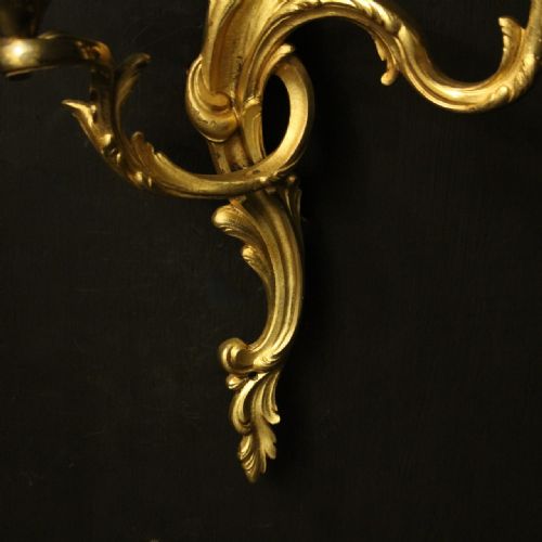 FRENCH PAIR OF GILDED BRONZE ANTIQUE WALL LIGHTS - ADDITIONAL PHOTO 8