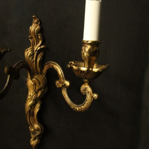 FRENCH PAIR OF GILDED BRONZE ANTIQUE WALL LIGHTS - ADDITIONAL PHOTO 5