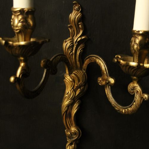FRENCH PAIR OF GILDED BRONZE ANTIQUE WALL LIGHTS - ADDITIONAL PHOTO 6