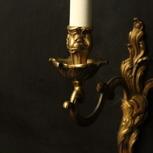 FRENCH PAIR OF GILDED BRONZE ANTIQUE WALL LIGHTS - ADDITIONAL PHOTO 8