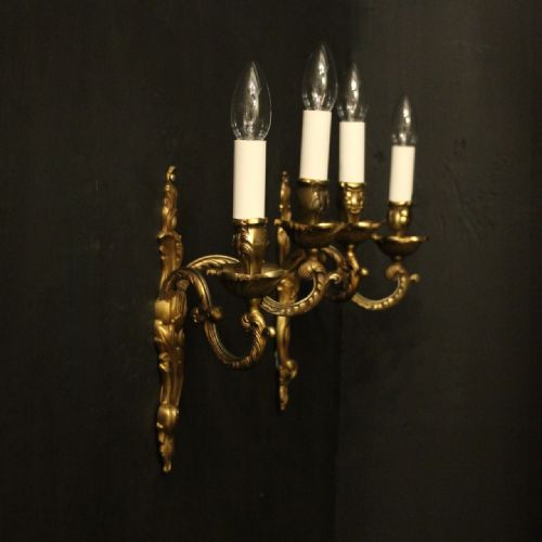 FRENCH PAIR OF GILDED BRONZE ANTIQUE WALL LIGHTS - ADDITIONAL PHOTO 9