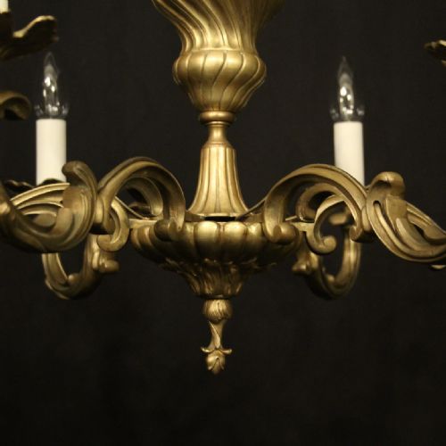 FRENCH GILDED BRONZE 6 LIGHT ANTIQUE CHANDELIER - ADDITIONAL PHOTO 4