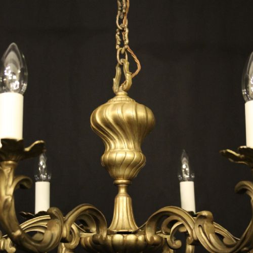 FRENCH GILDED BRONZE 6 LIGHT ANTIQUE CHANDELIER - ADDITIONAL PHOTO 7