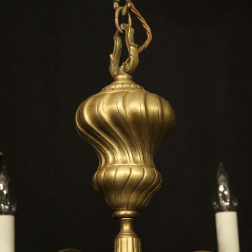 FRENCH GILDED BRONZE 6 LIGHT ANTIQUE CHANDELIER - ADDITIONAL PHOTO 8