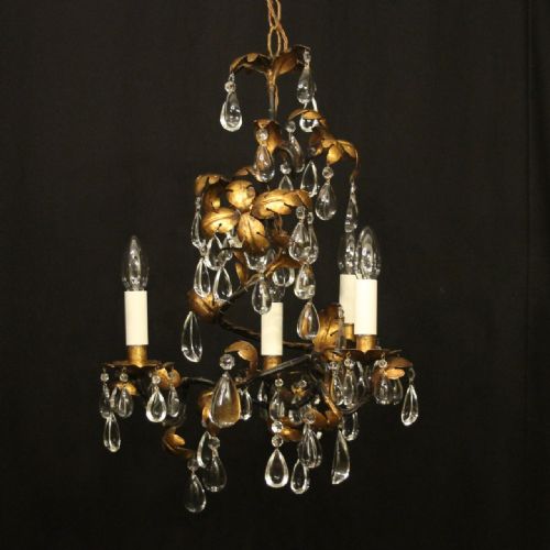 italian florentine 4 light antique chandelier - CATEGORY: ANTIQUE LIGHTING - DATED 1920