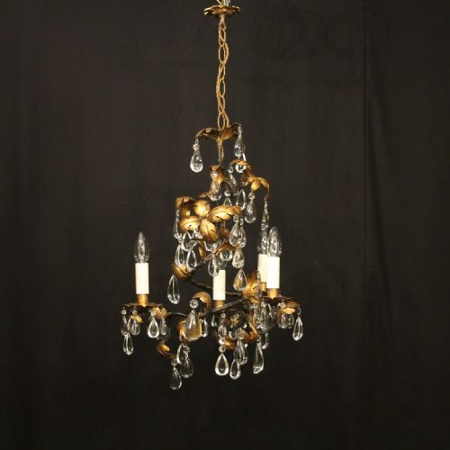 ITALIAN FLORENTINE 4 LIGHT ANTIQUE CHANDELIER - ADDITIONAL PHOTO 1