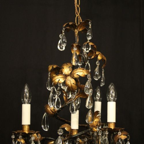 ITALIAN FLORENTINE 4 LIGHT ANTIQUE CHANDELIER - ADDITIONAL PHOTO 2