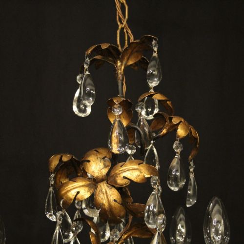 ITALIAN FLORENTINE 4 LIGHT ANTIQUE CHANDELIER - ADDITIONAL PHOTO 3
